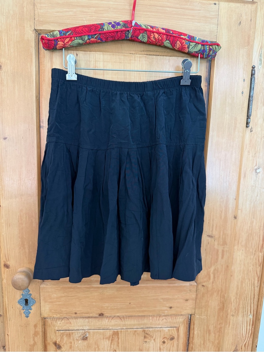 Black Tiered Mini Skirt with Elastic Waist